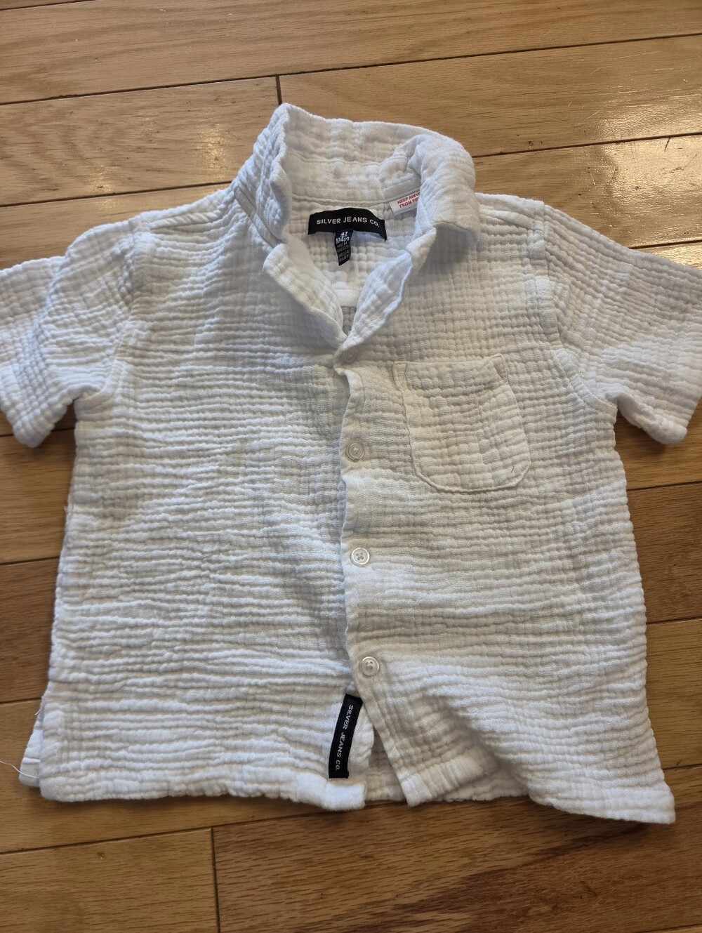 Silver Jeans White Textured Gauze Button-Down Shirt - 4T